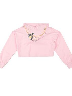 Monnalisa Girls Pink Cropped Sweatshirt Crystal Logo Print Size 10 Fall